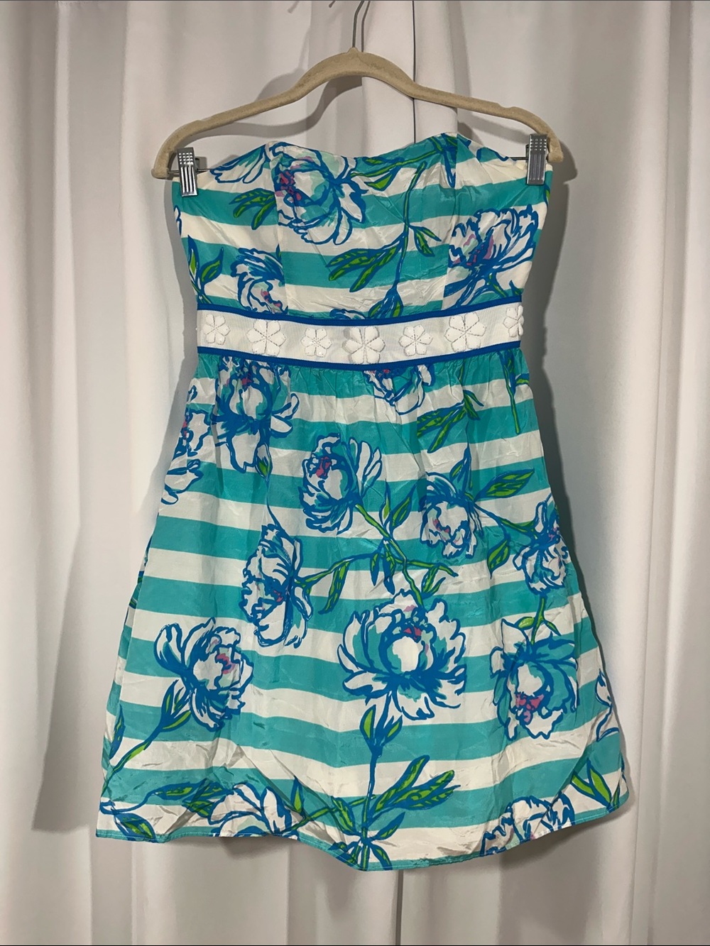 Lilly Pulitzer Silk Cotton Strapless Floral Dress Size 2 Corset Bodice